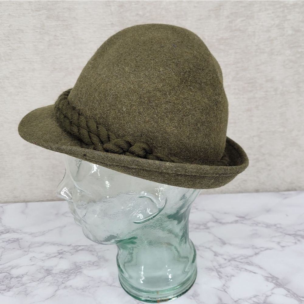 Olive Green Braided Wool Felt Fedora Hat